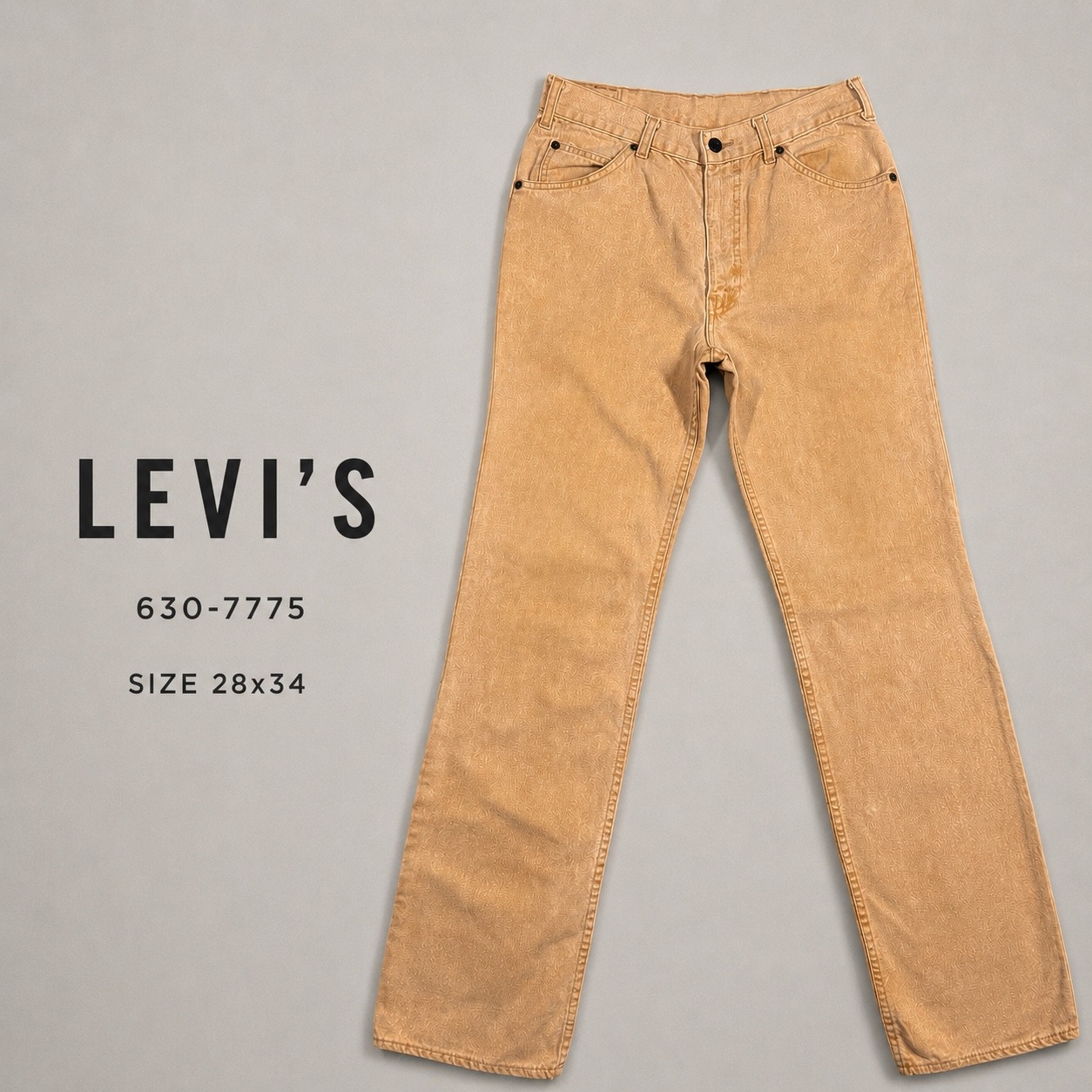 Vintage 1980s Levi's 630-7775 White Tab Jeans Tan Orange Actual 28x34 Talon 42